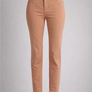 DL 1961 denim jeans mid-rise skinny ankle soft peach light coral color